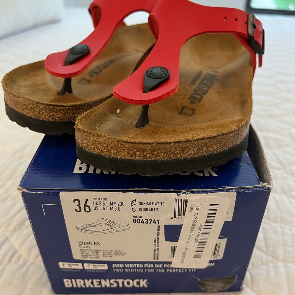 Birkenstock Gizeh Sandals Soft bed In Cherry Red Sz 36